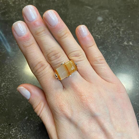 Natural Agate Ring Size 7 - Picture 1 of 2